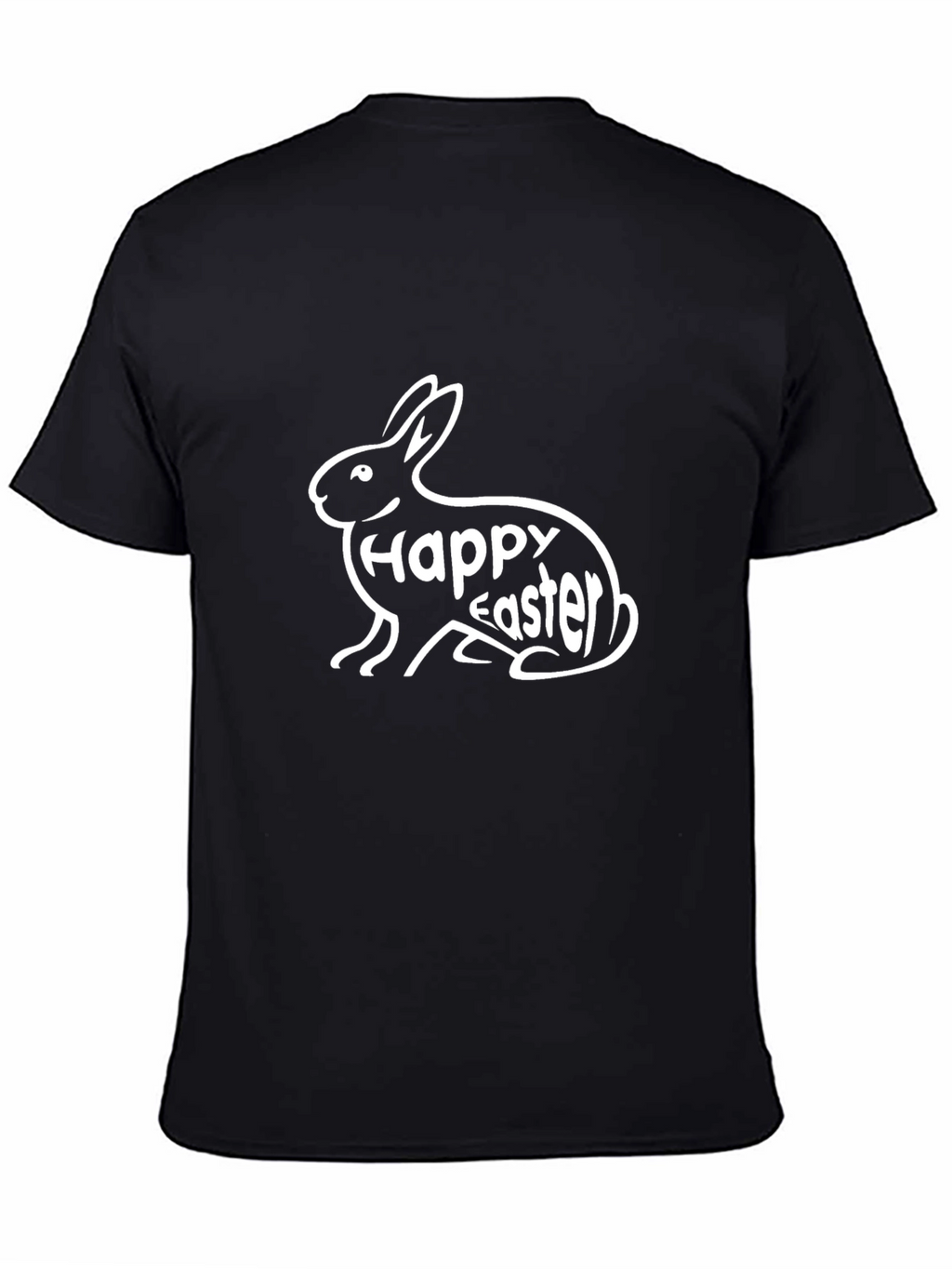 Happy Easter Bunny Graphic Tee - Black Cotton Shirt