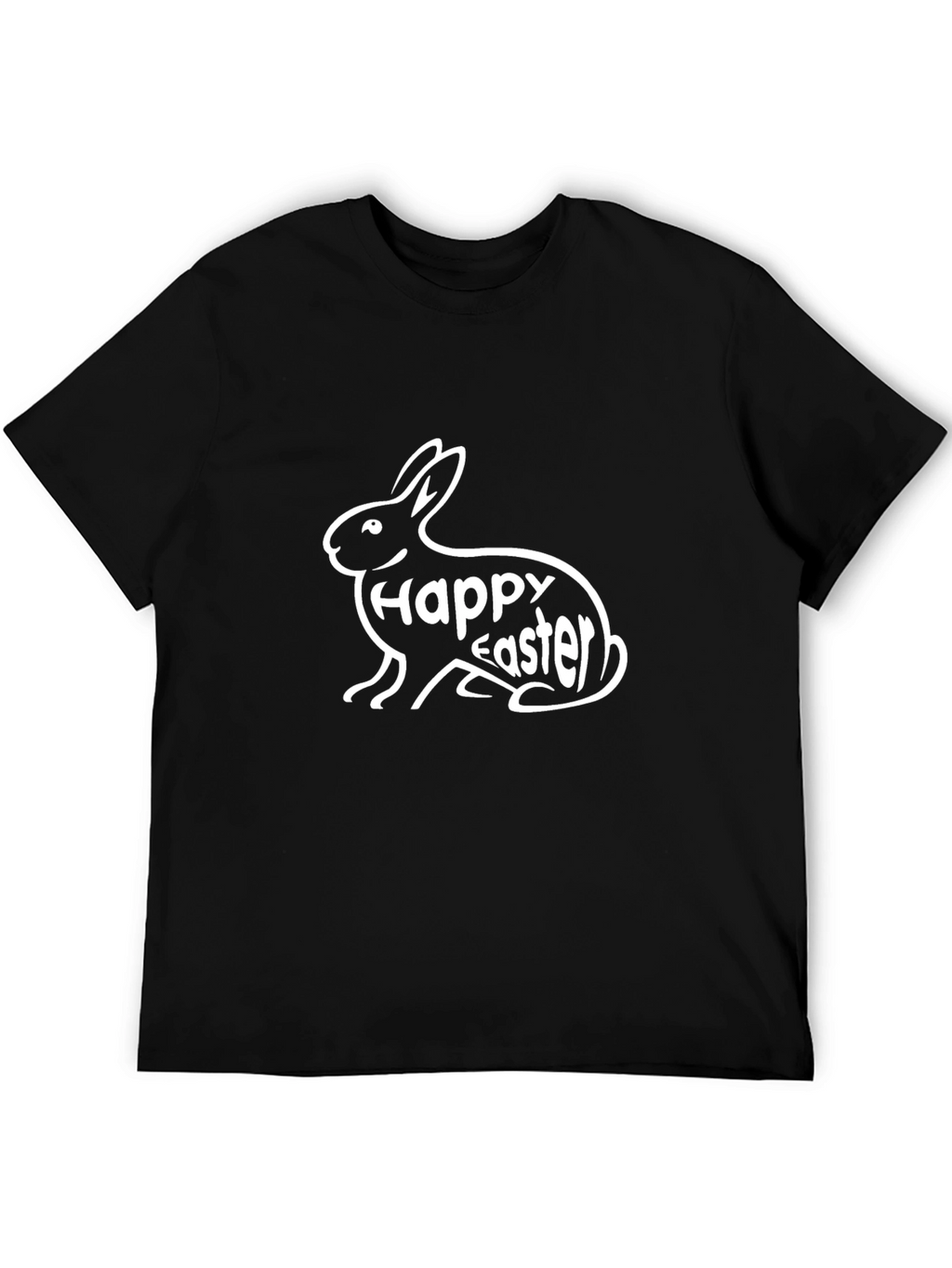 Happy Easter Bunny Graphic Tee - Black Cotton Shirt