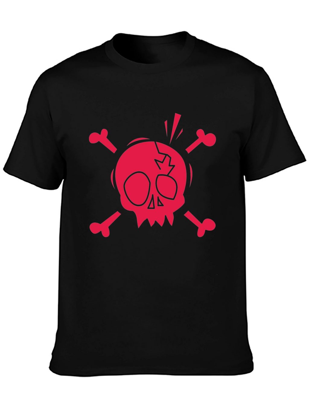 Skull & Crossbones Graphic Tee - Black Cotton T-Shirt
