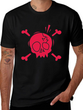 Skull & Crossbones Graphic Tee - Black Cotton T-Shirt
