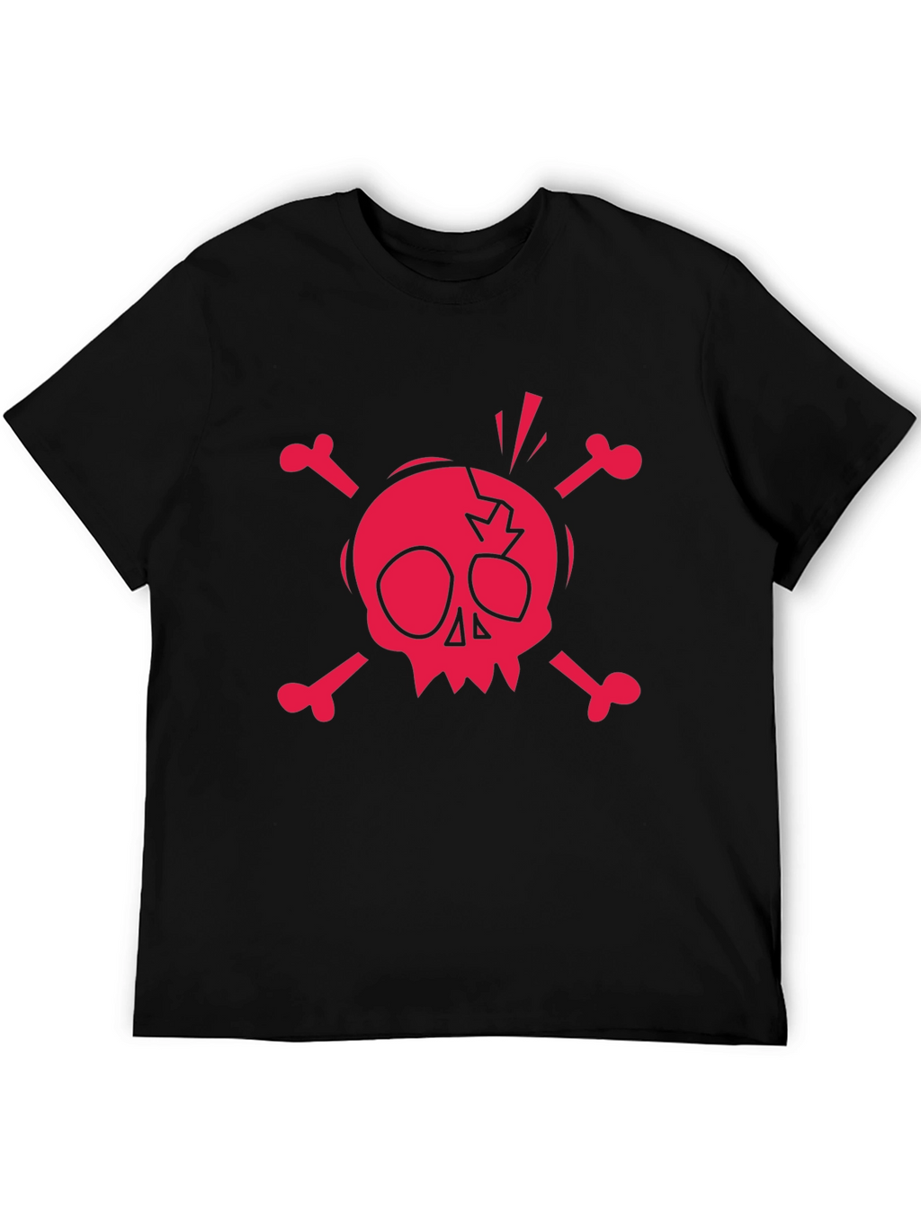 Skull & Crossbones Graphic Tee - Black Cotton T-Shirt