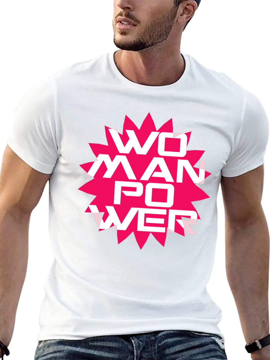 Woman Power Graphic Tee - Black Cotton T-Shirt