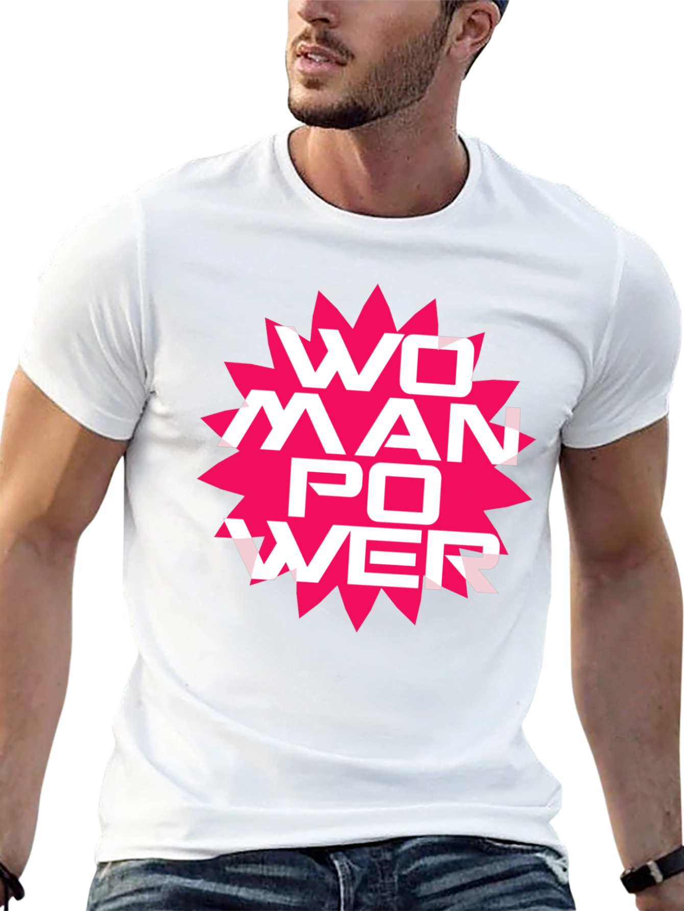 Woman Power Graphic Tee - Black Cotton T-Shirt