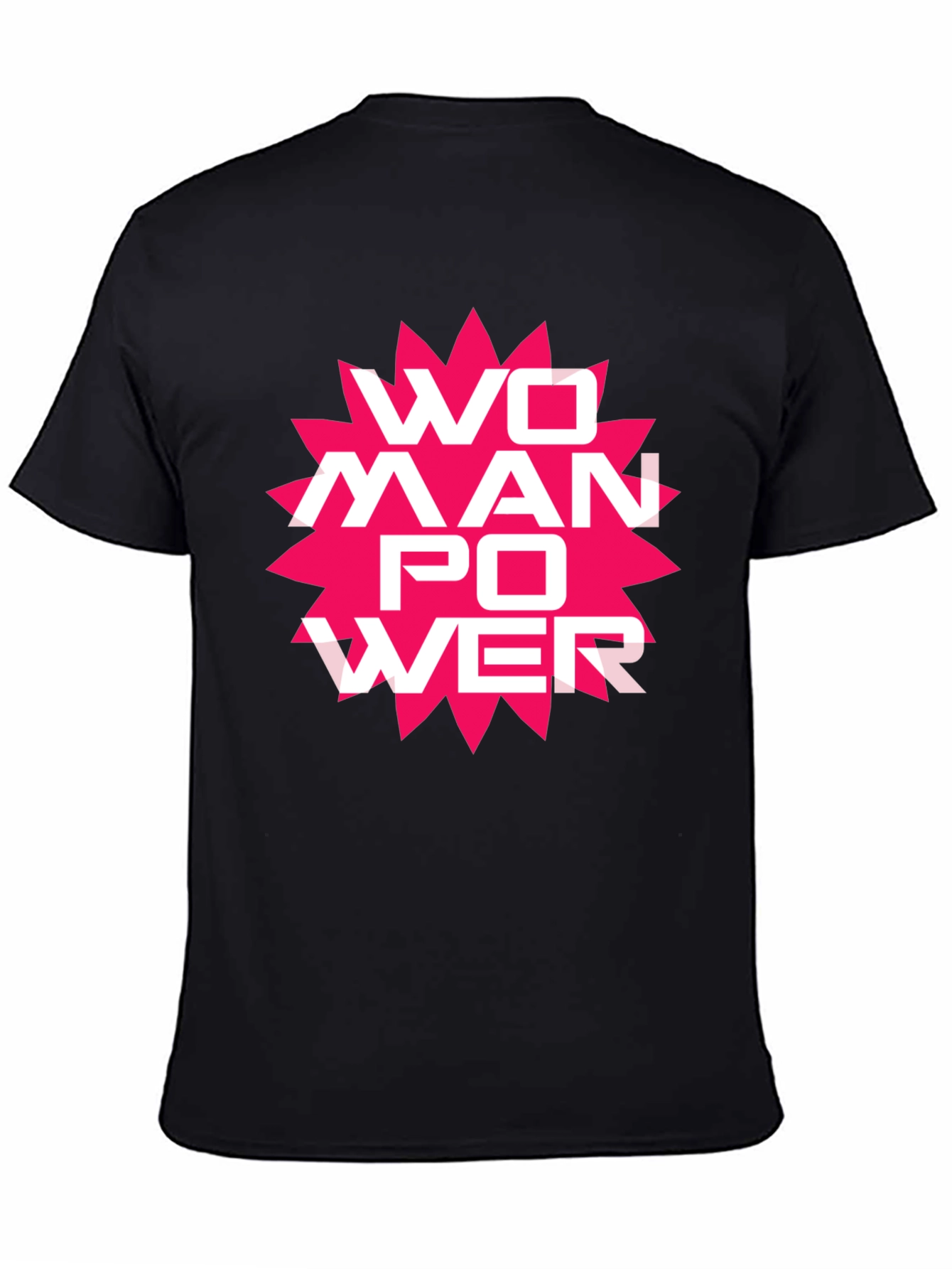 Woman Power Graphic Tee - Black Cotton T-Shirt