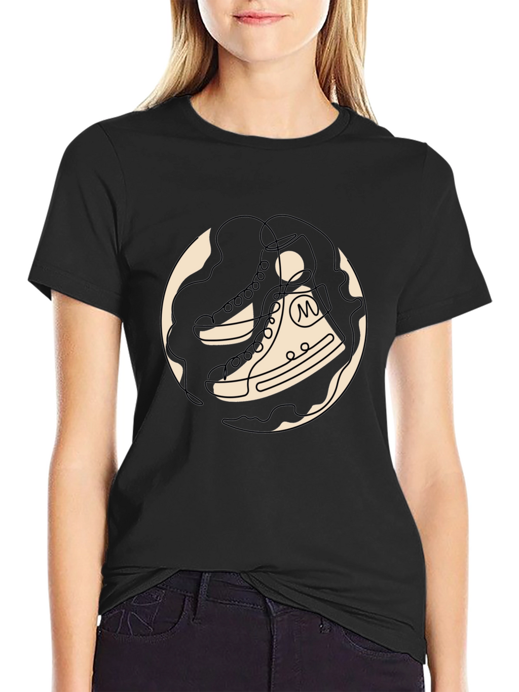 Stylish Black T-Shirt with Unique Shoe Graphic