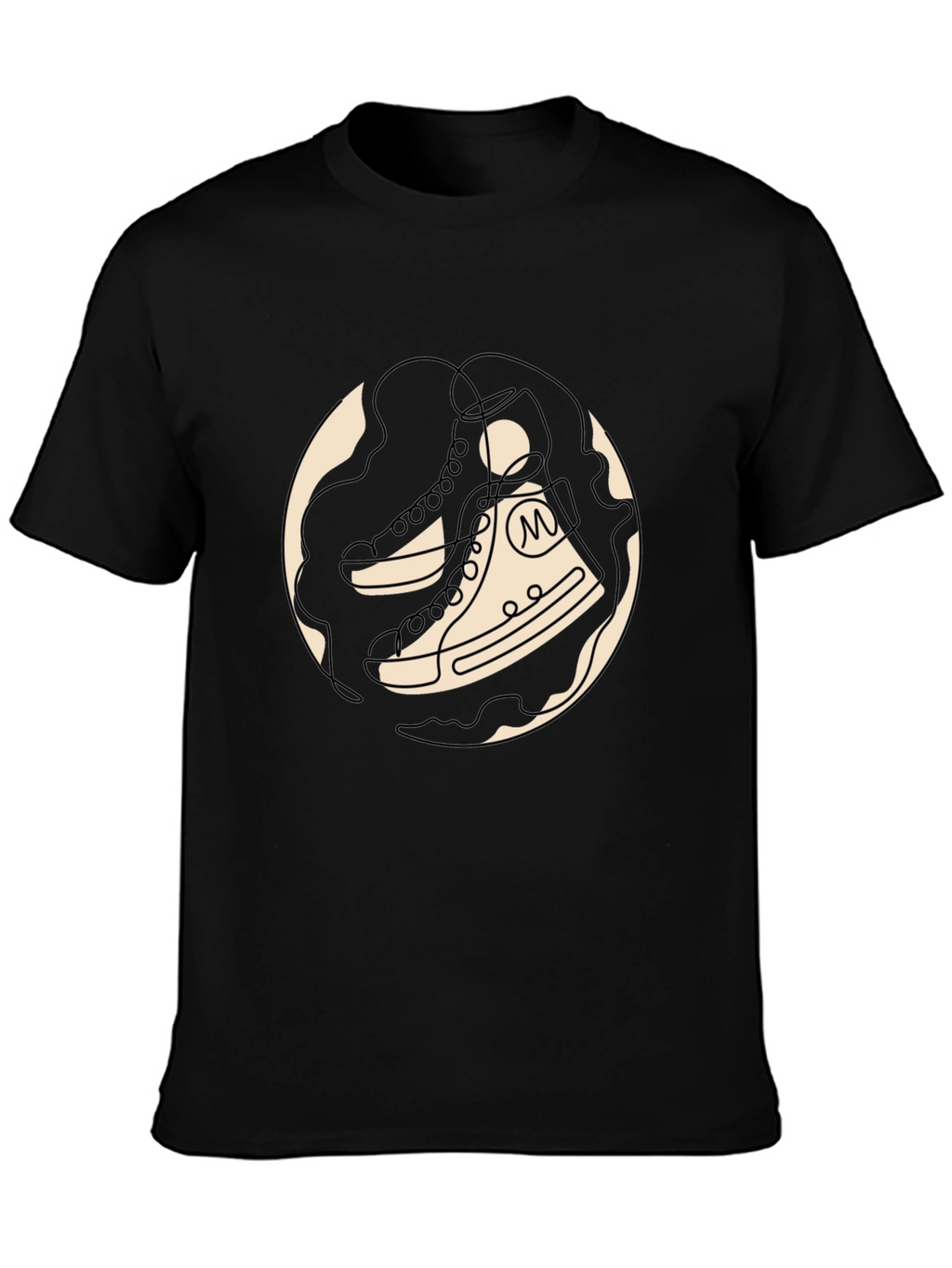 Stylish Black T-Shirt with Unique Shoe Graphic