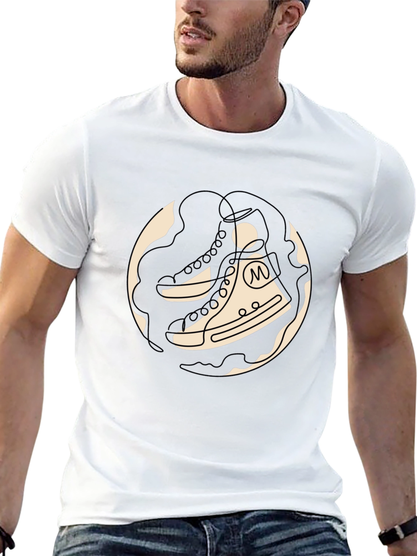 Stylish Black T-Shirt with Unique Shoe Graphic