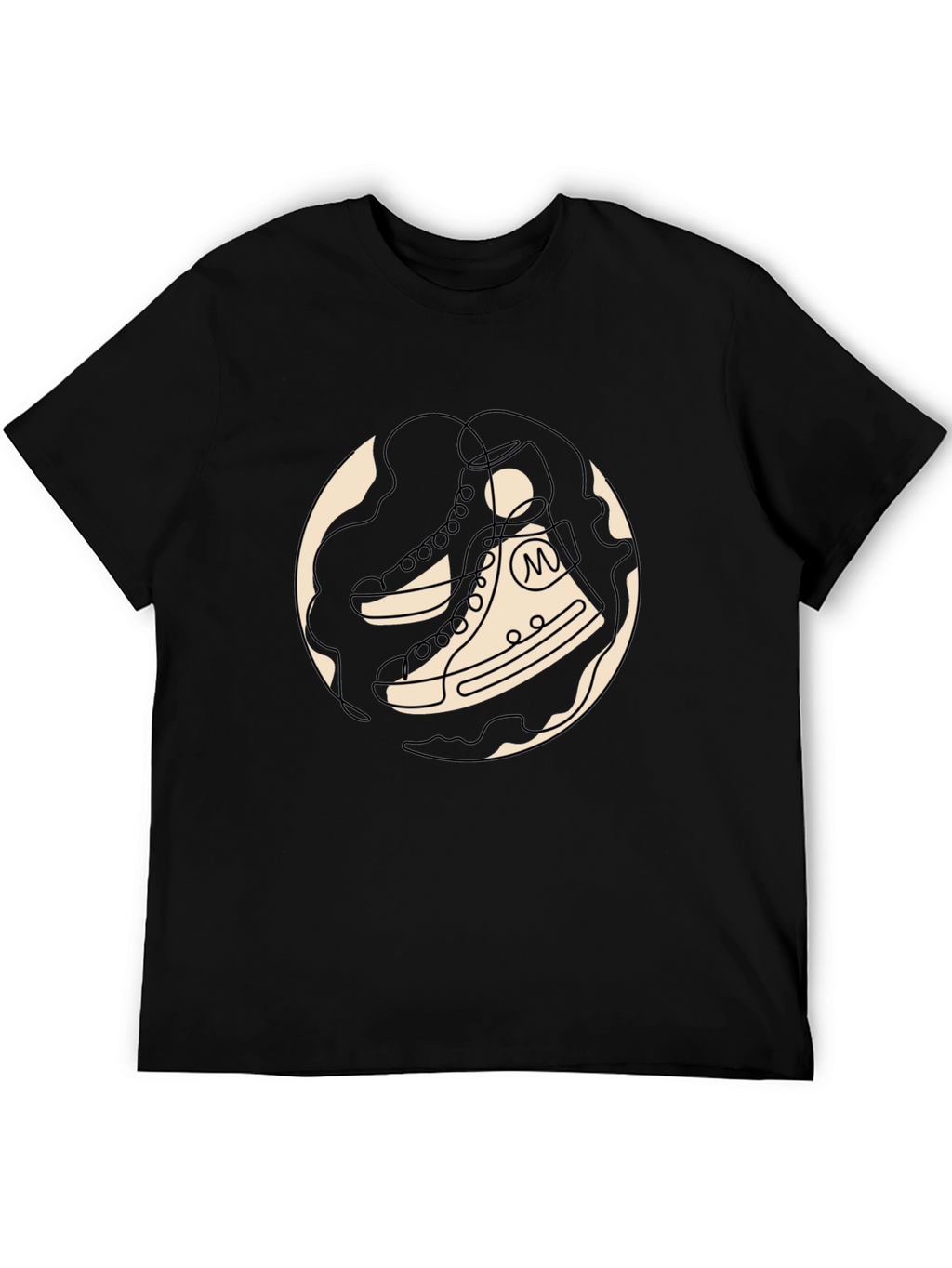 Stylish Black T-Shirt with Unique Shoe Graphic