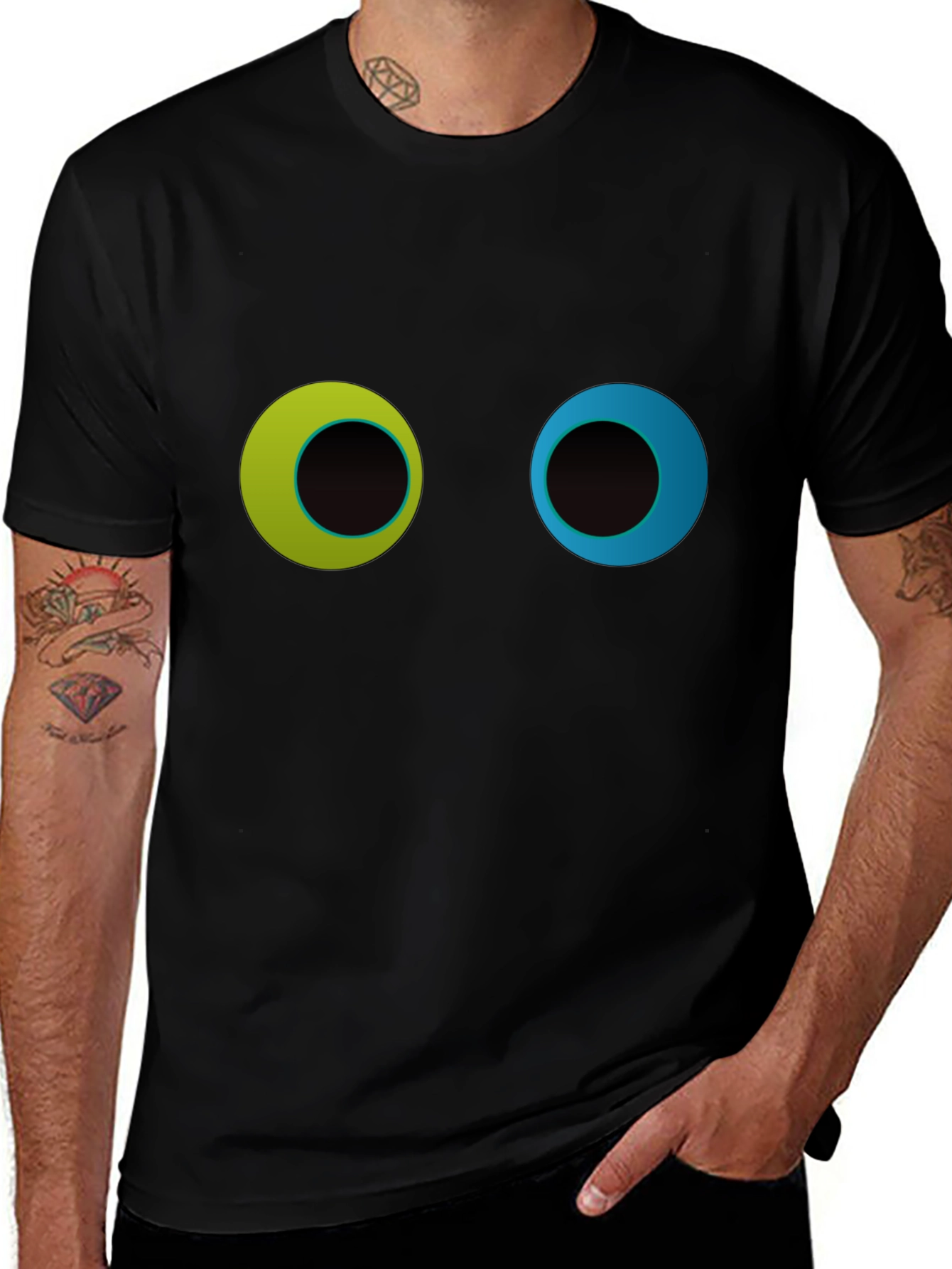Funny Googly Eyes Graphic Black T-Shirt