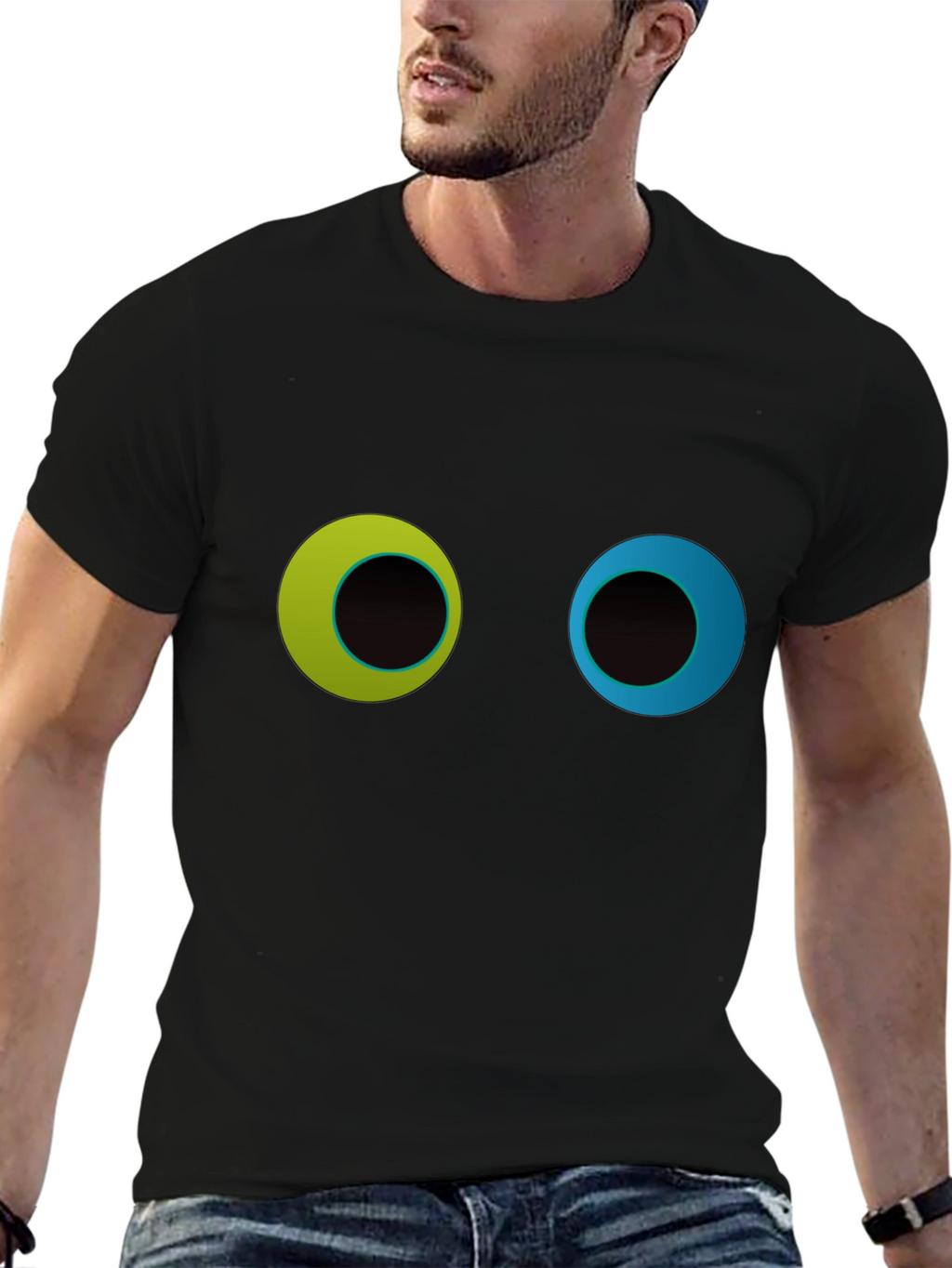 Funny Googly Eyes Graphic Black T-Shirt