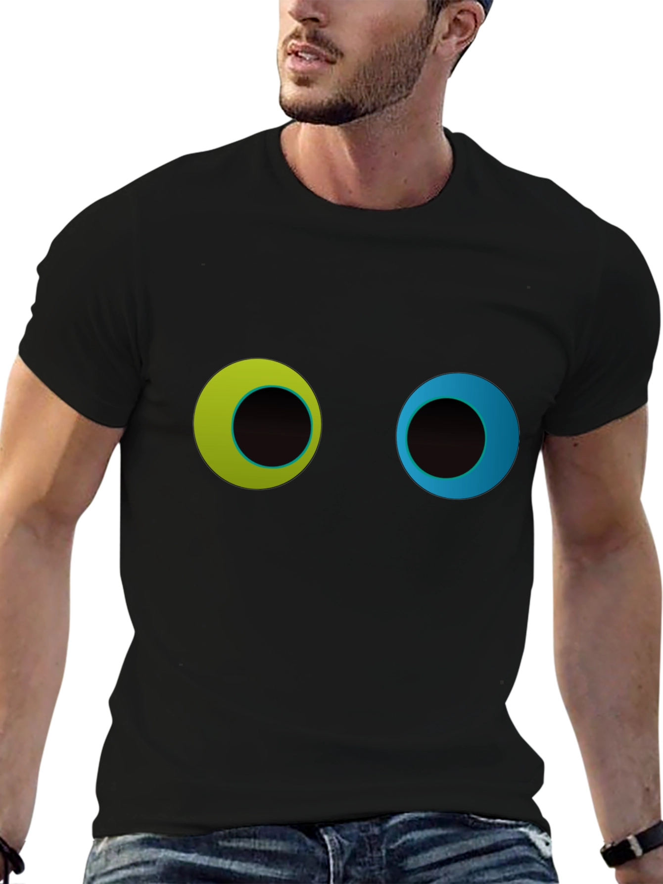 Funny Googly Eyes Graphic Black T-Shirt