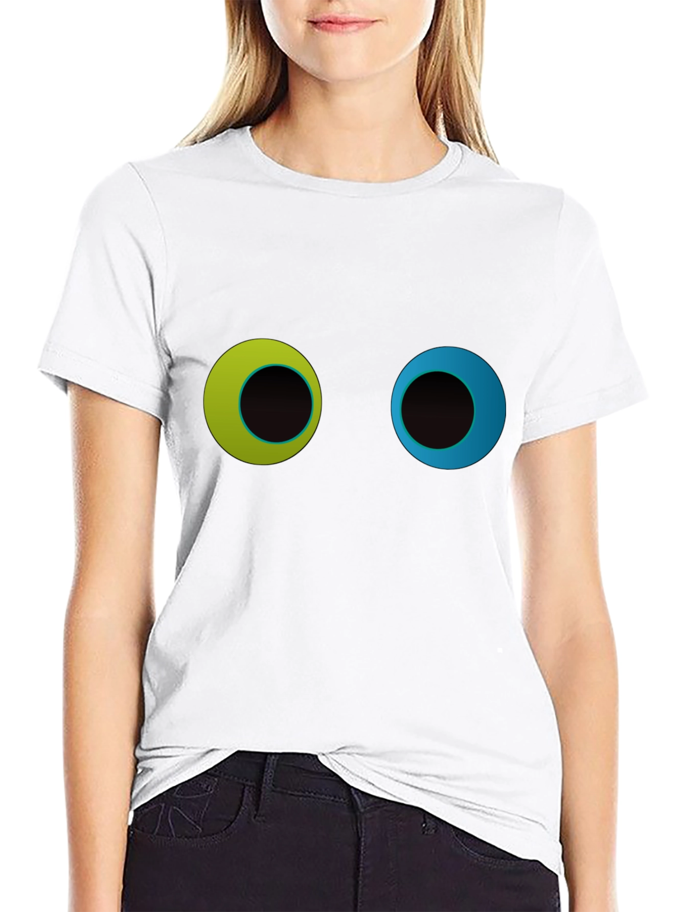 Funny Googly Eyes Graphic Black T-Shirt