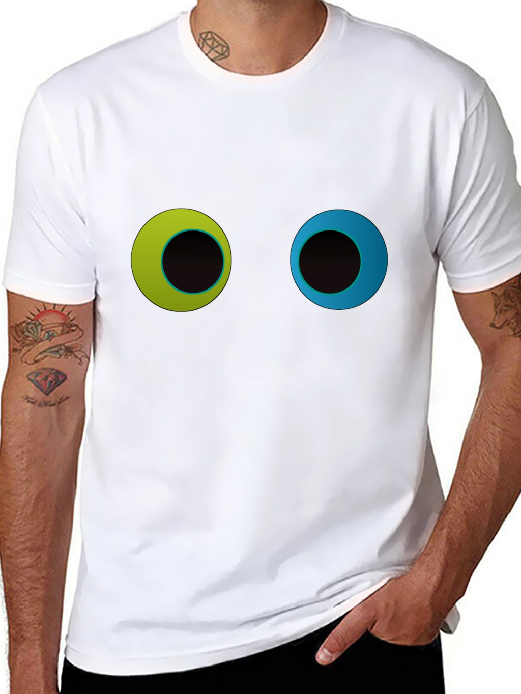 Funny Googly Eyes Graphic Black T-Shirt