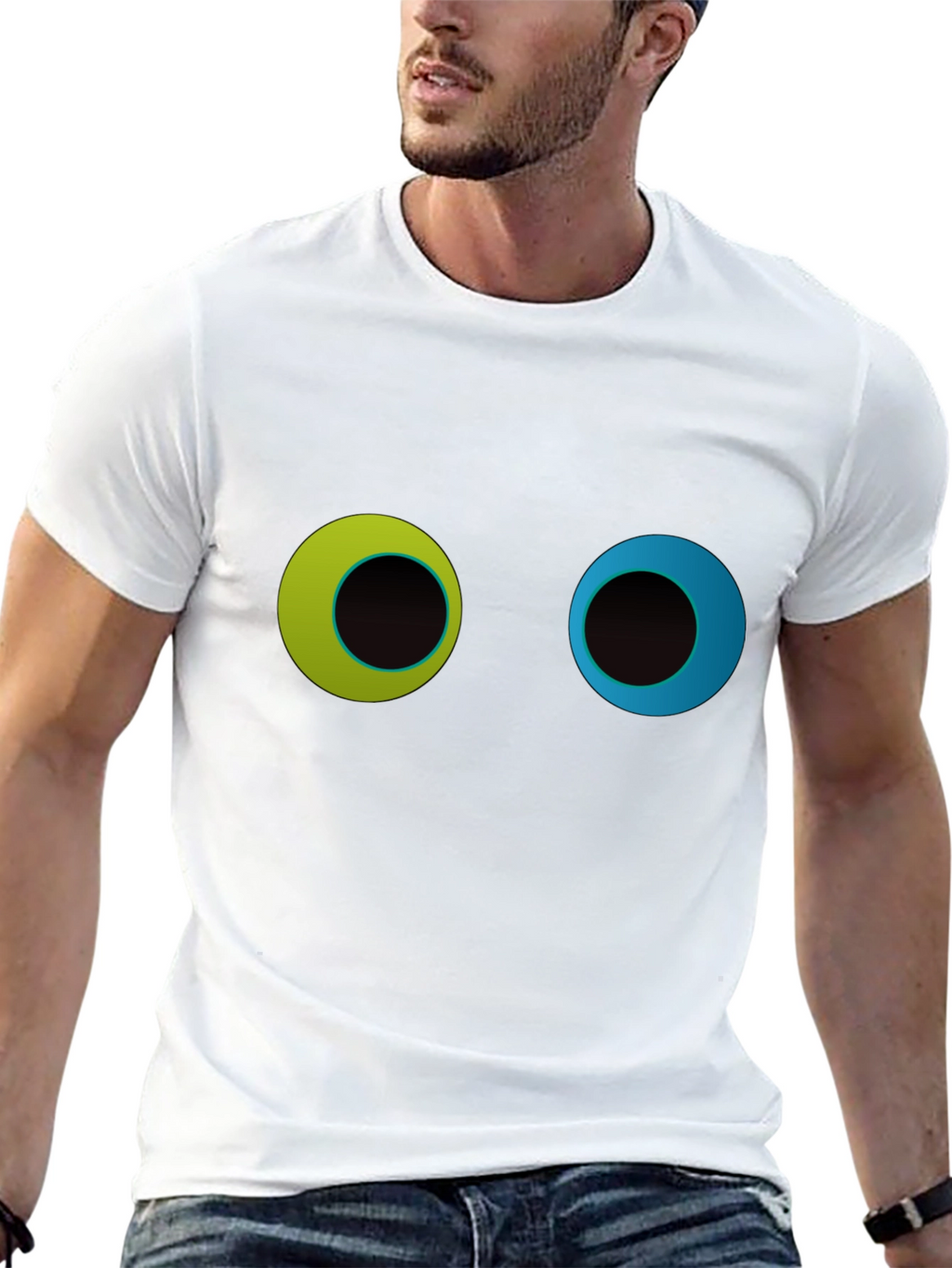 Funny Googly Eyes Graphic Black T-Shirt