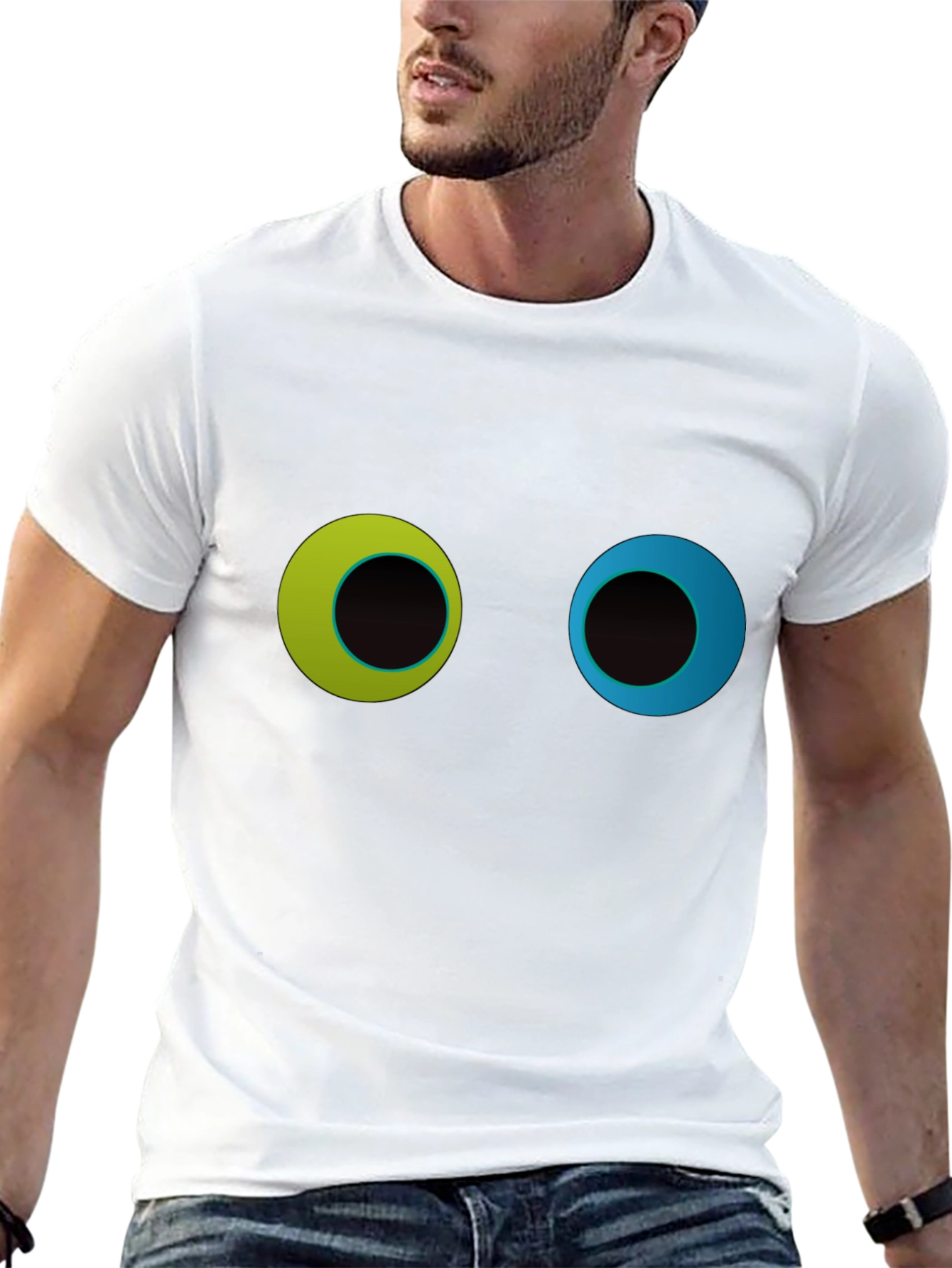 Funny Googly Eyes Graphic Black T-Shirt