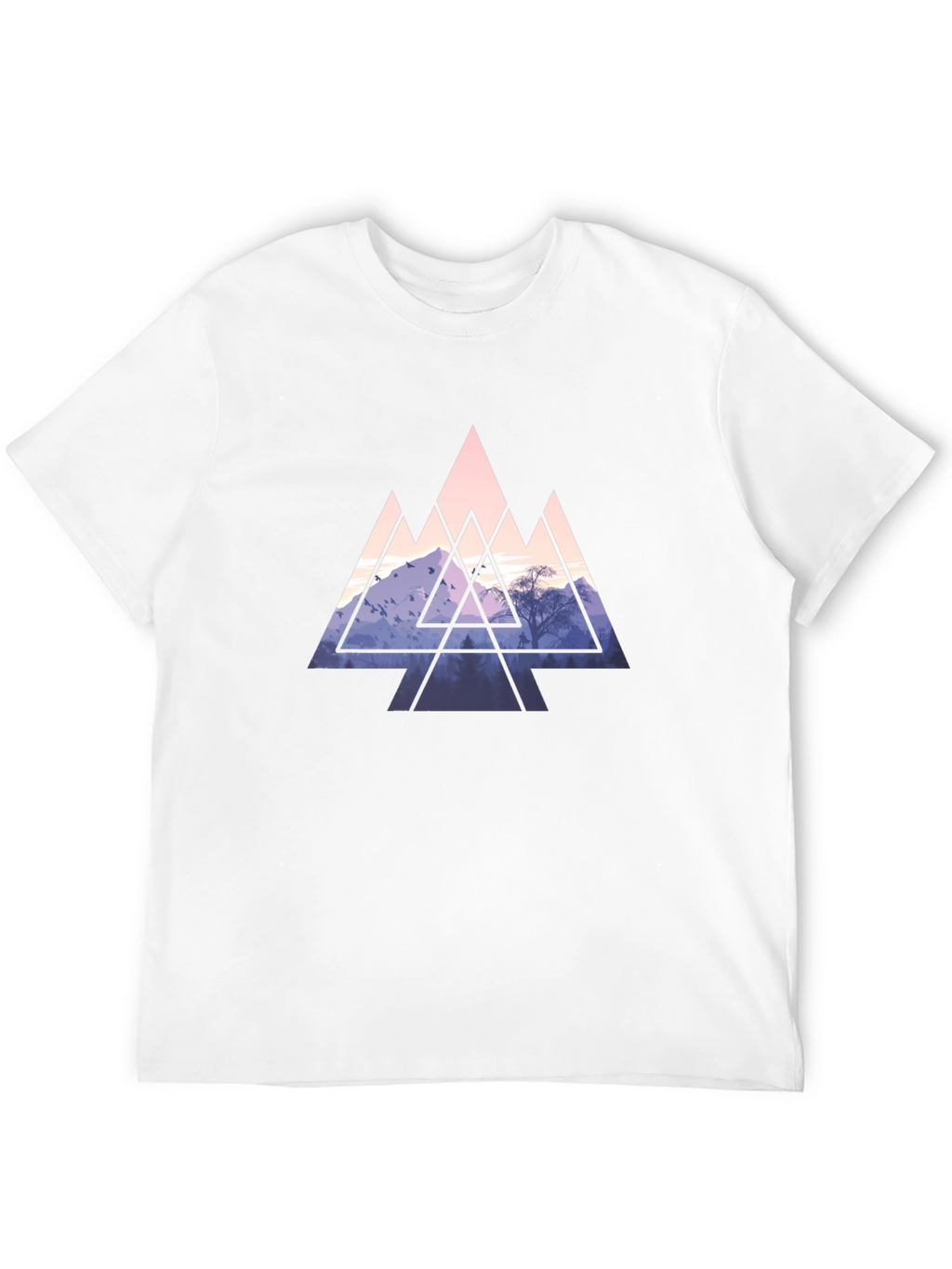 Geometric Mountain Graphic Tee - Black
