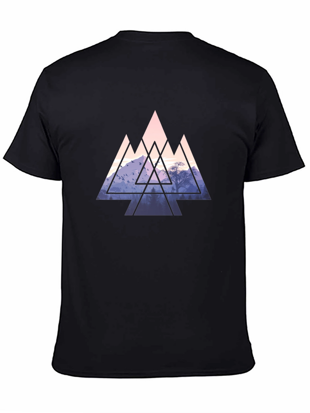 Geometric Mountain Graphic Tee - Black