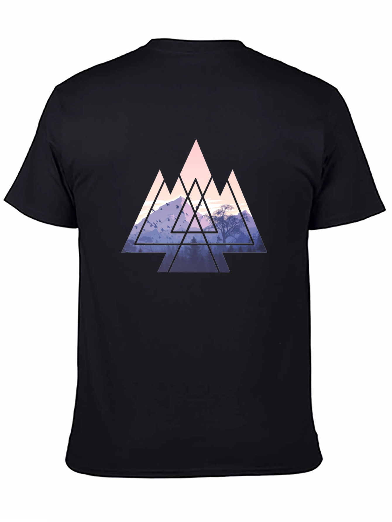 Geometric Mountain Graphic Tee - Black