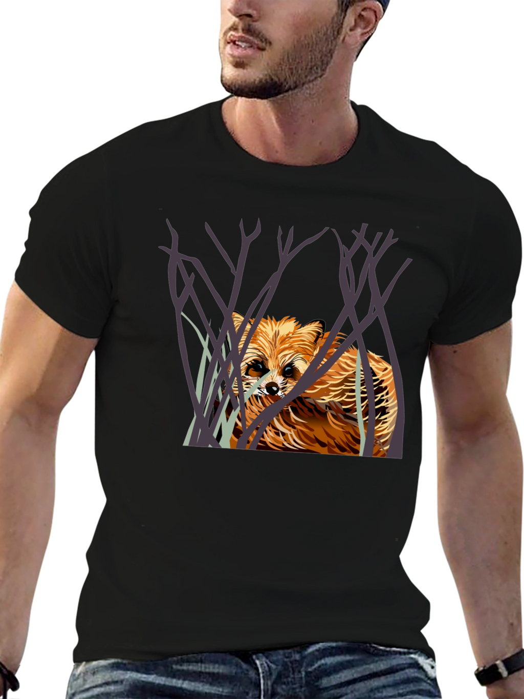 Raccoon Graphic Print Black T-Shirt