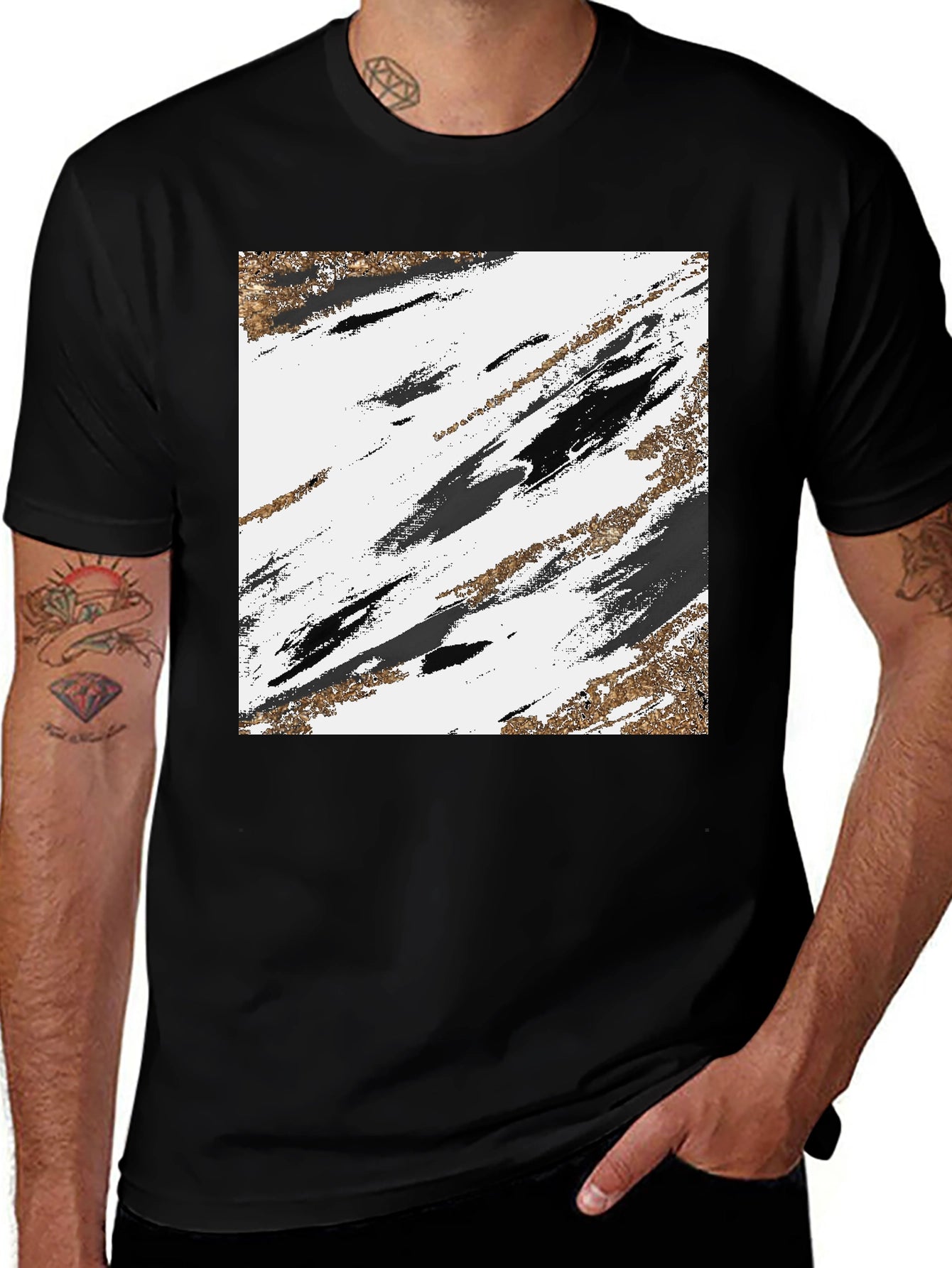 Abstract Art Graphic Tee - Black