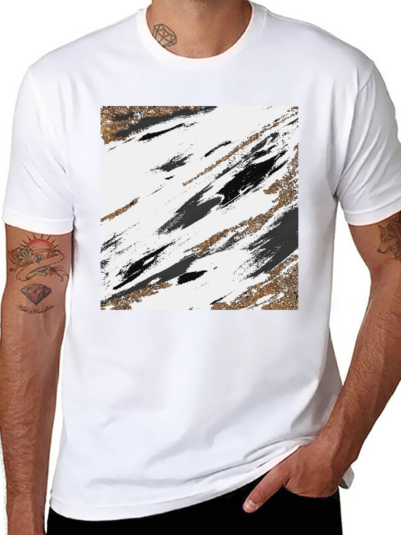 Abstract Art Graphic Tee - Black