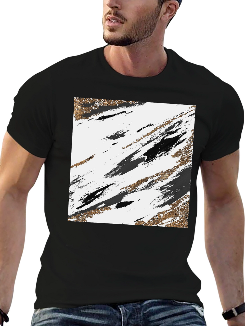 Abstract Art Graphic Tee - Black