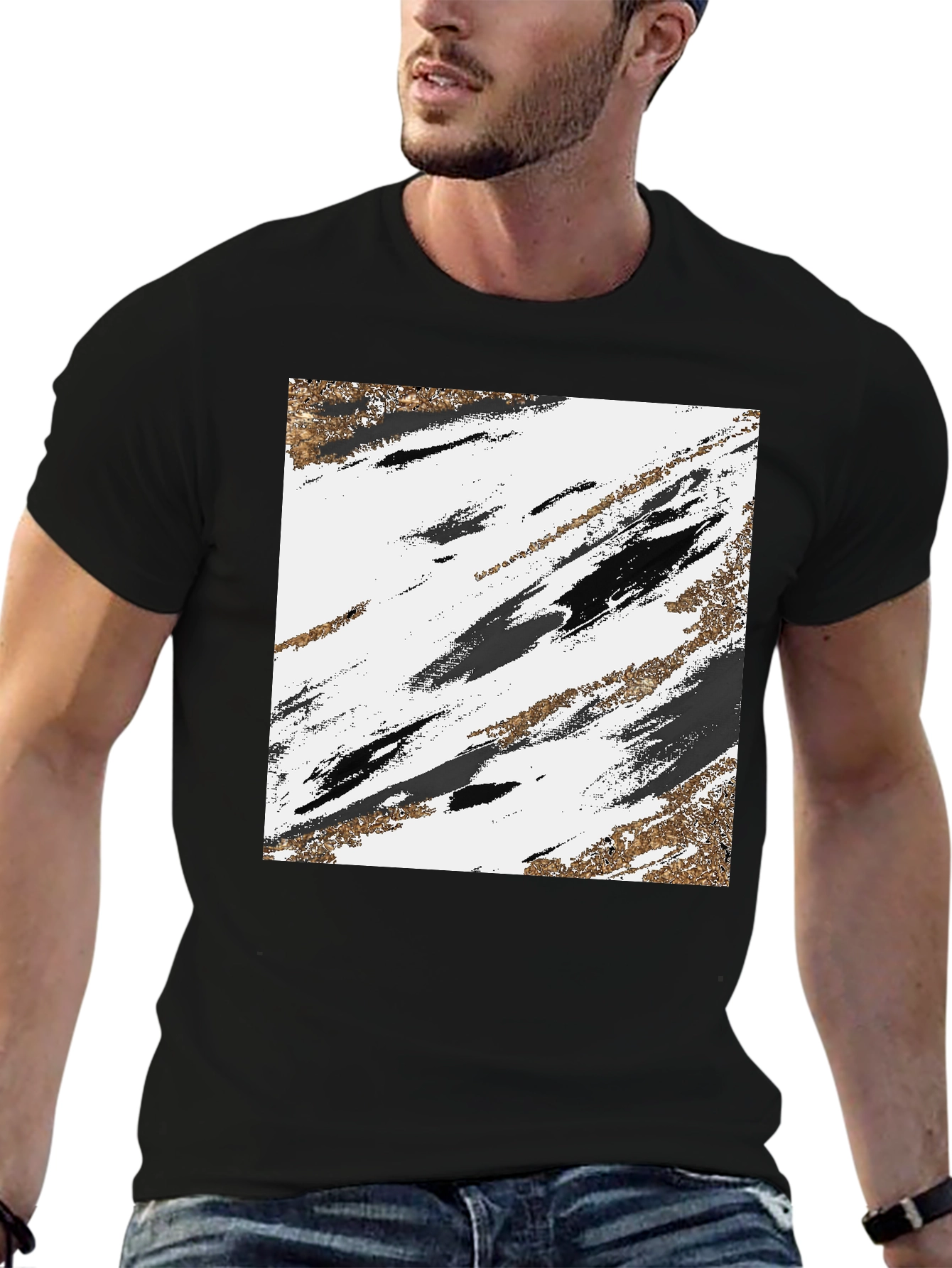 Abstract Art Graphic Tee - Black