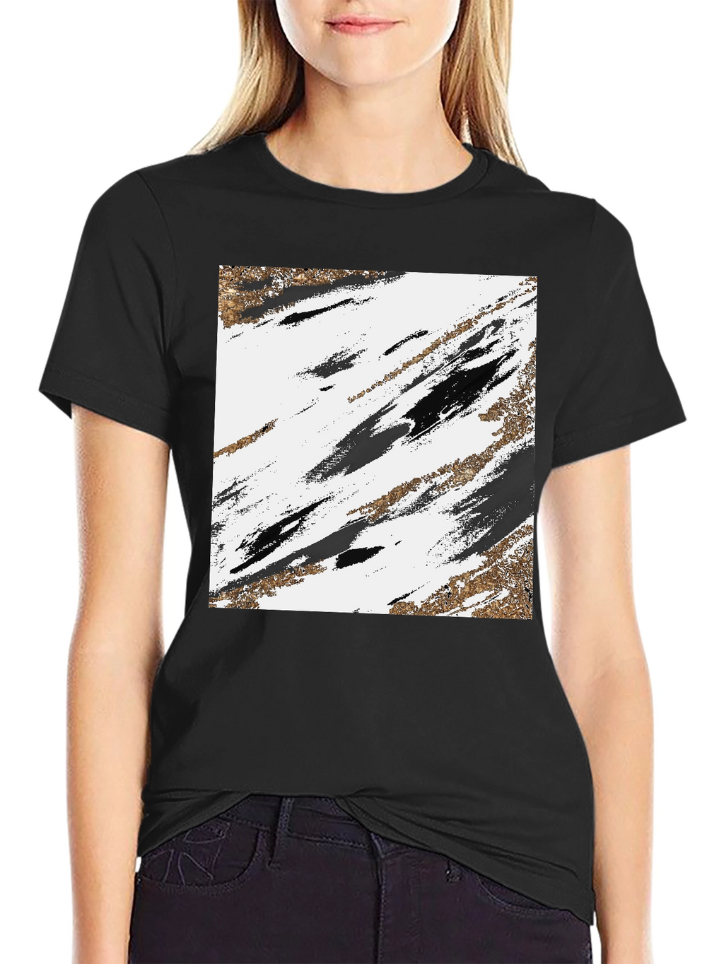 Abstract Art Graphic Tee - Black