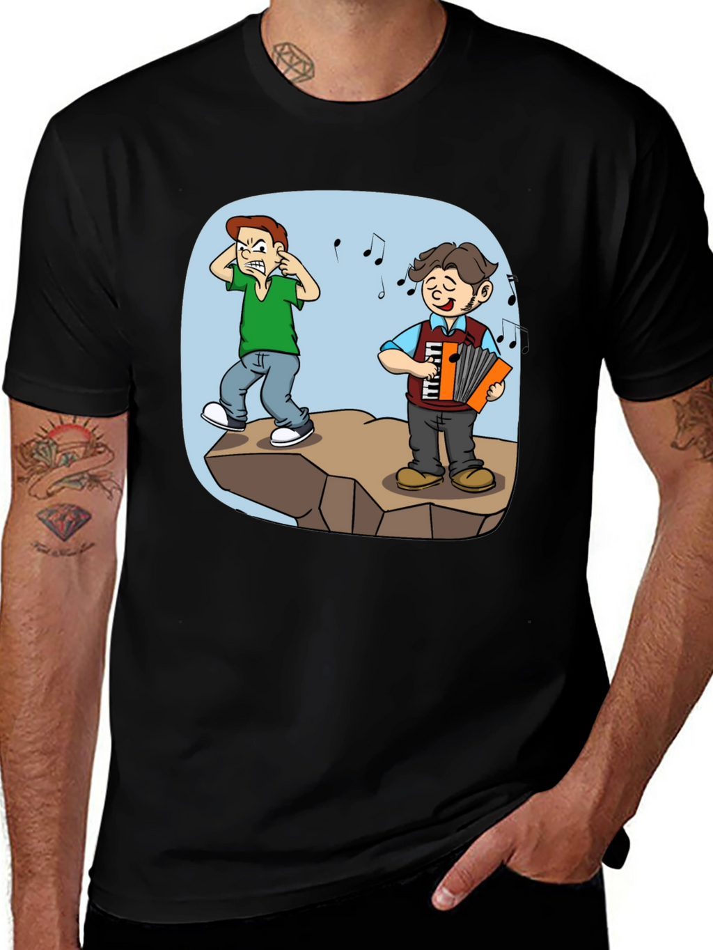 Humorous Accordion Cartoon T-Shirt