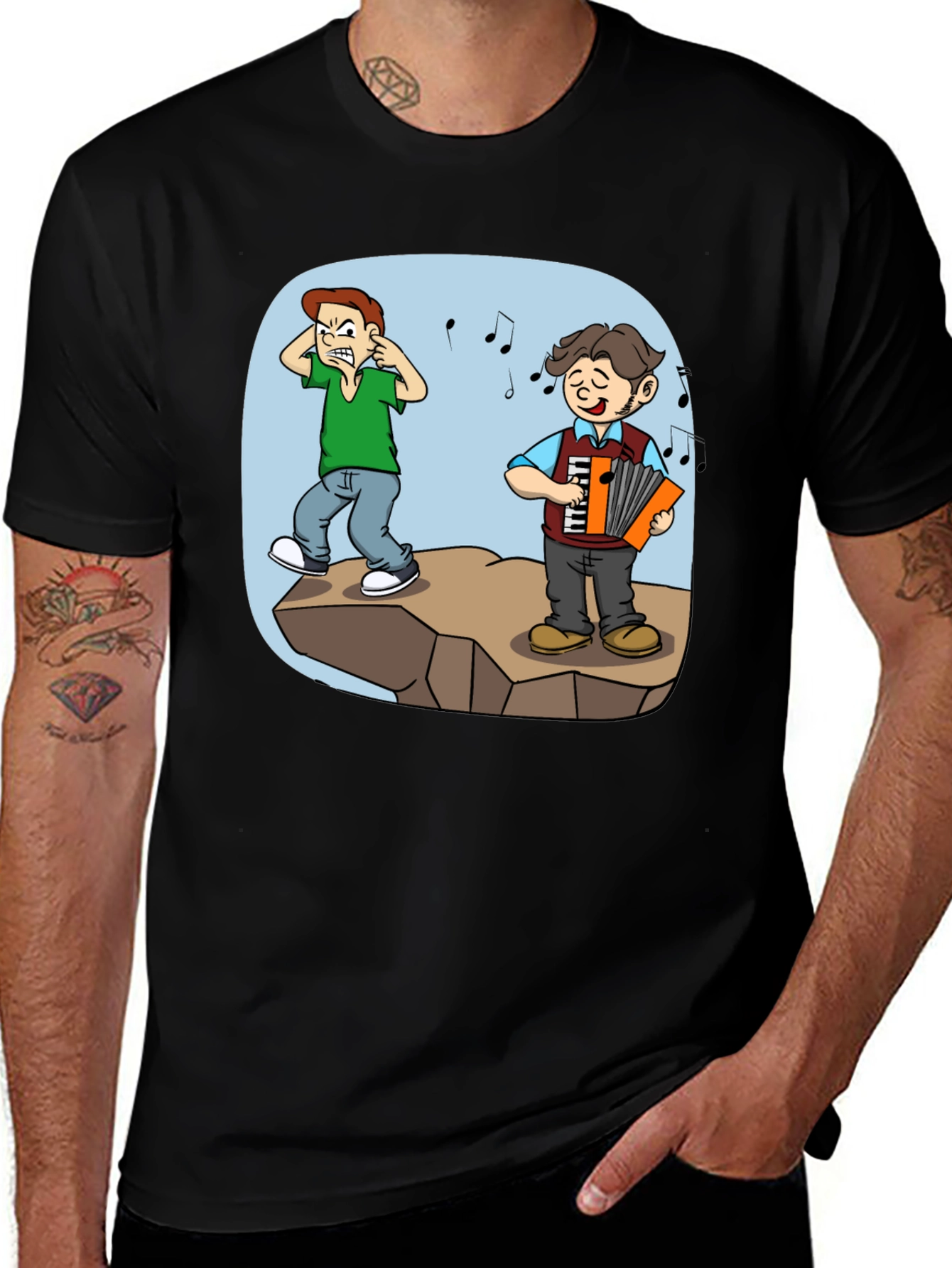 Humorous Accordion Cartoon T-Shirt