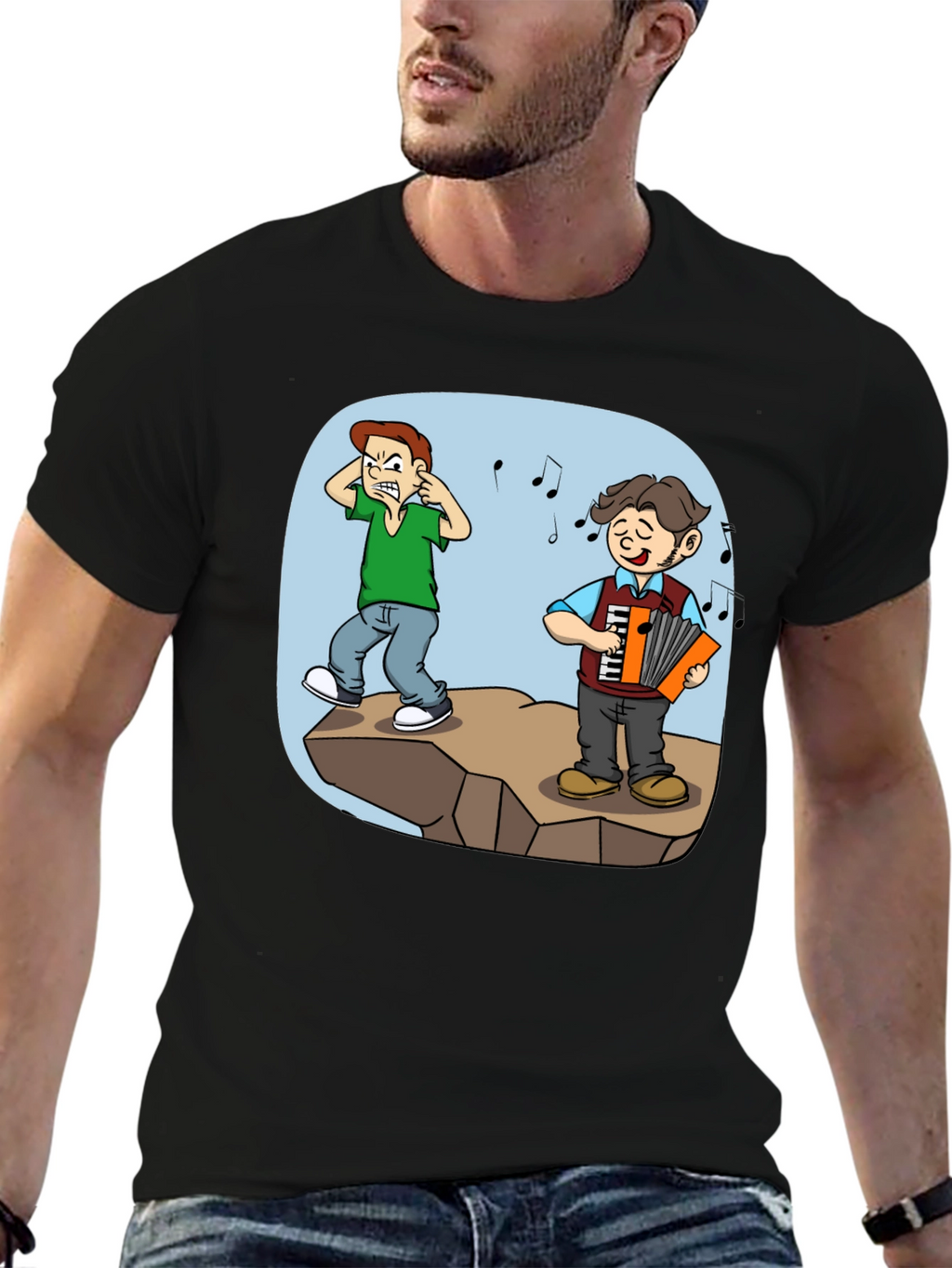 Humorous Accordion Cartoon T-Shirt