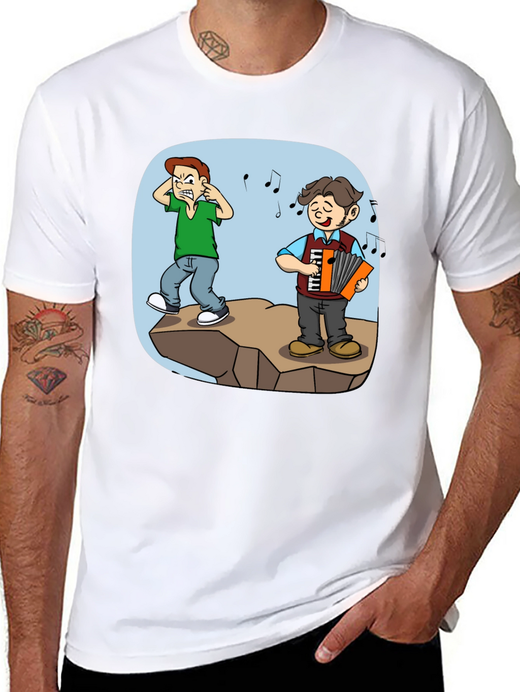 Humorous Accordion Cartoon T-Shirt