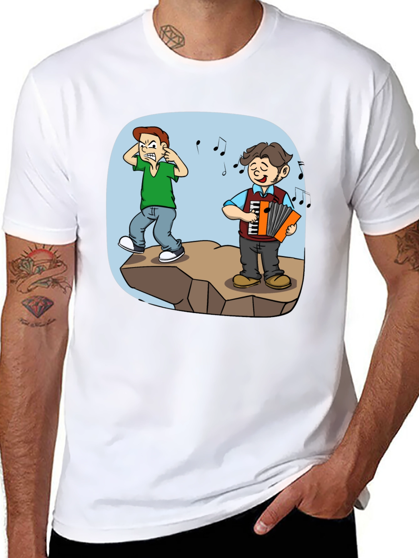 Humorous Accordion Cartoon T-Shirt