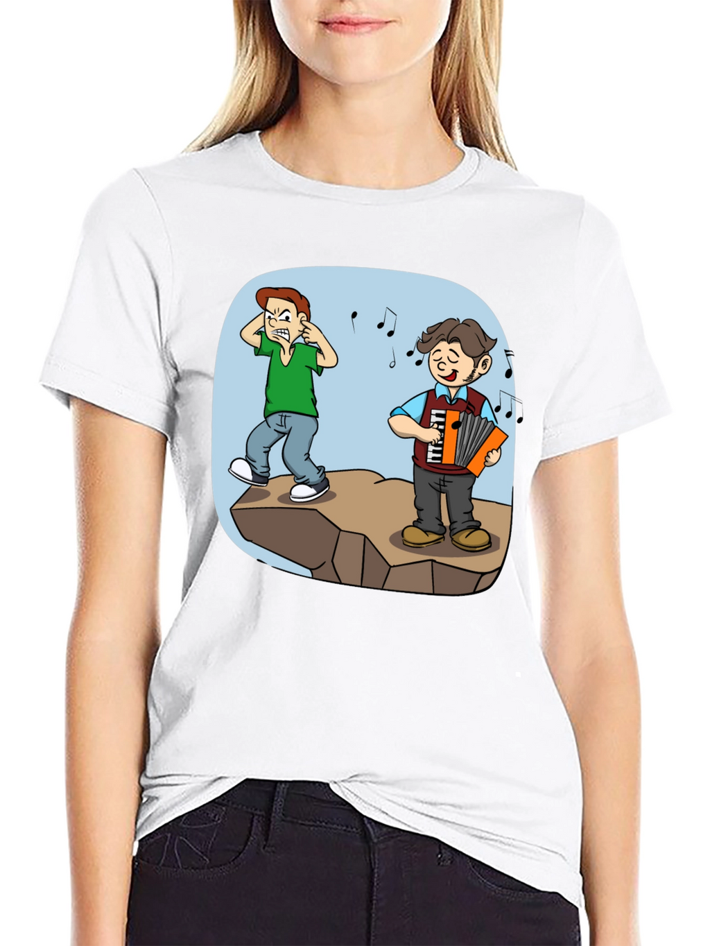 Humorous Accordion Cartoon T-Shirt