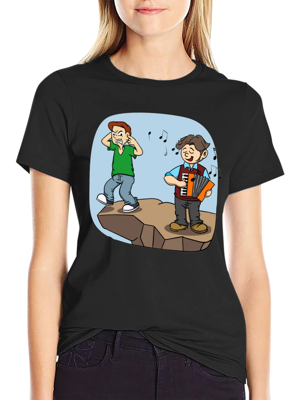 Humorous Accordion Cartoon T-Shirt