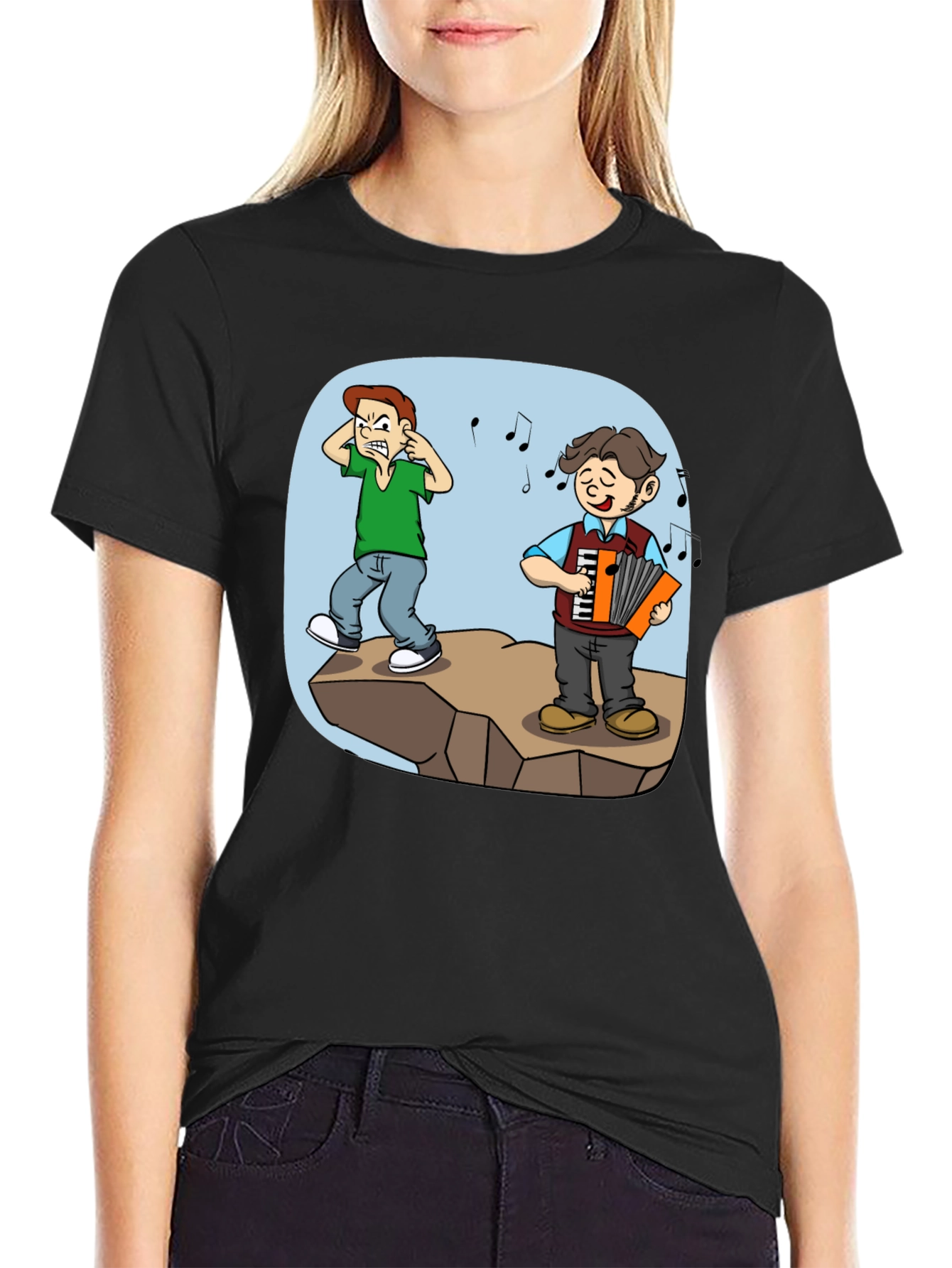 Humorous Accordion Cartoon T-Shirt