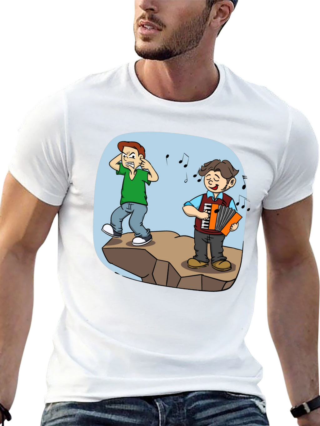Humorous Accordion Cartoon T-Shirt
