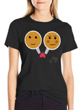 Cute Coffee Couple Graphic Tee - Black
