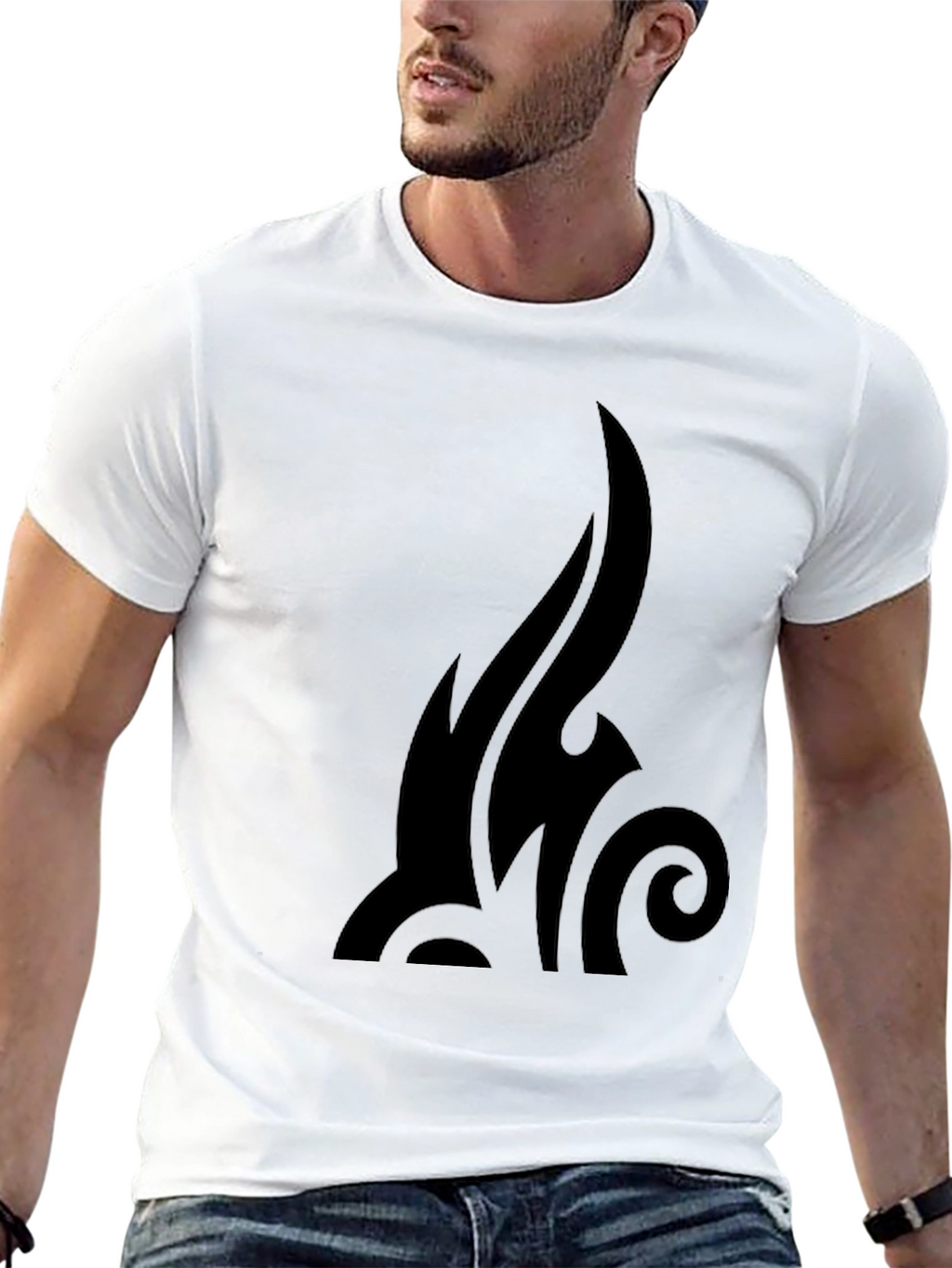 Mens Black Tribal Graphic T-Shirt - Casual Style