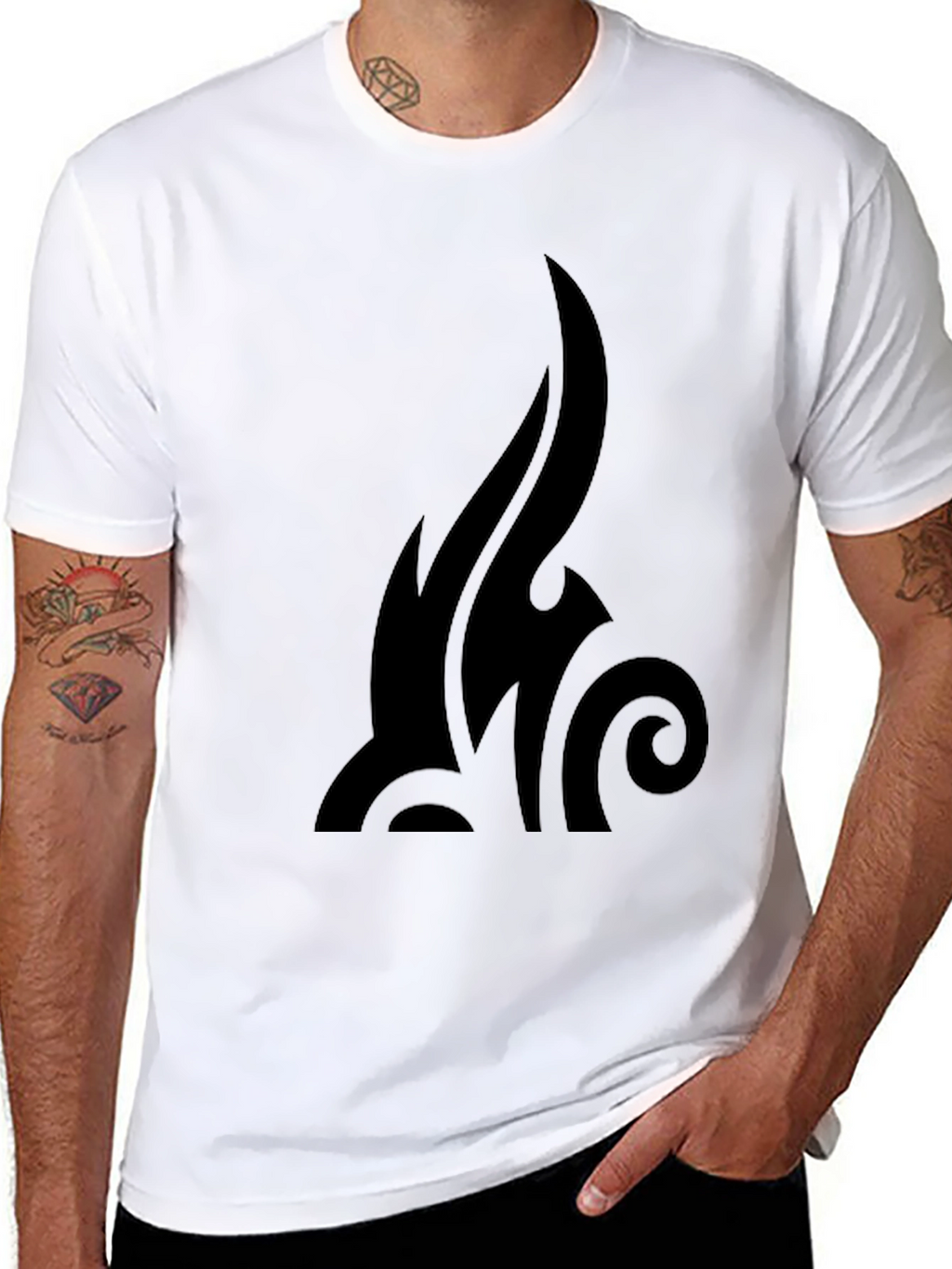 Mens Black Tribal Graphic T-Shirt - Casual Style
