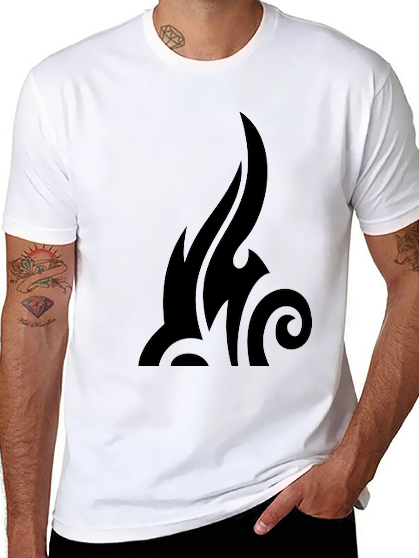 Mens Black Tribal Graphic T-Shirt - Casual Style