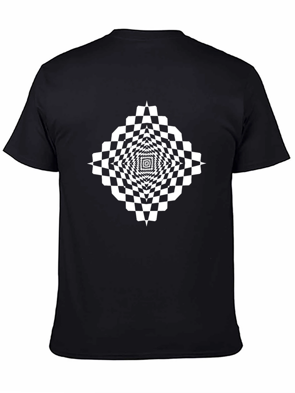 Optical Illusion Checkered Tee - Modern Art Shirt