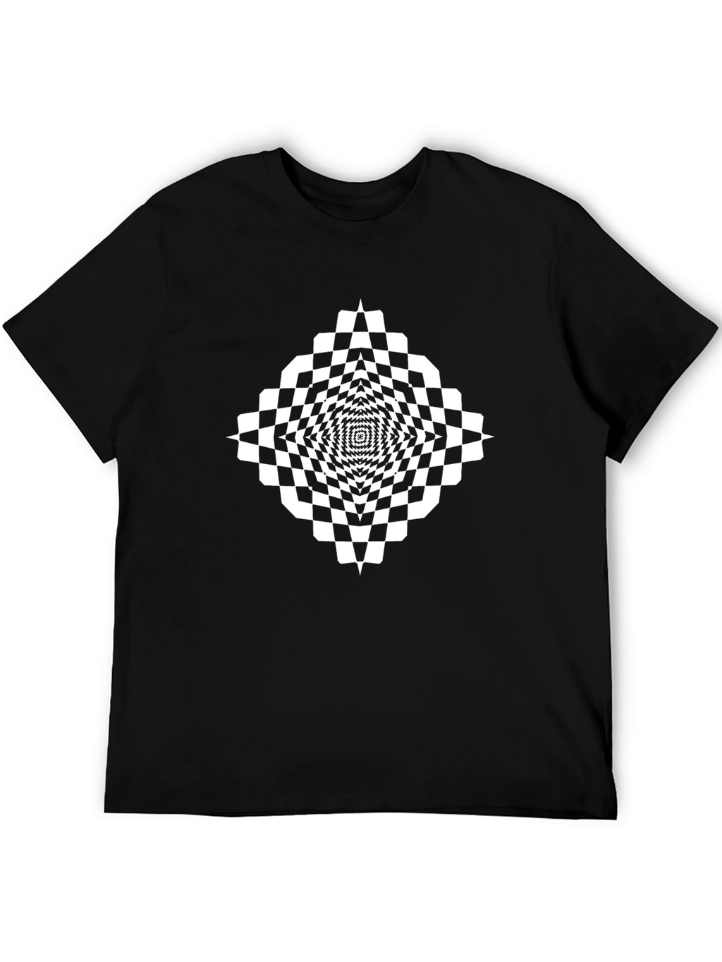 Optical Illusion Checkered Tee - Modern Art Shirt