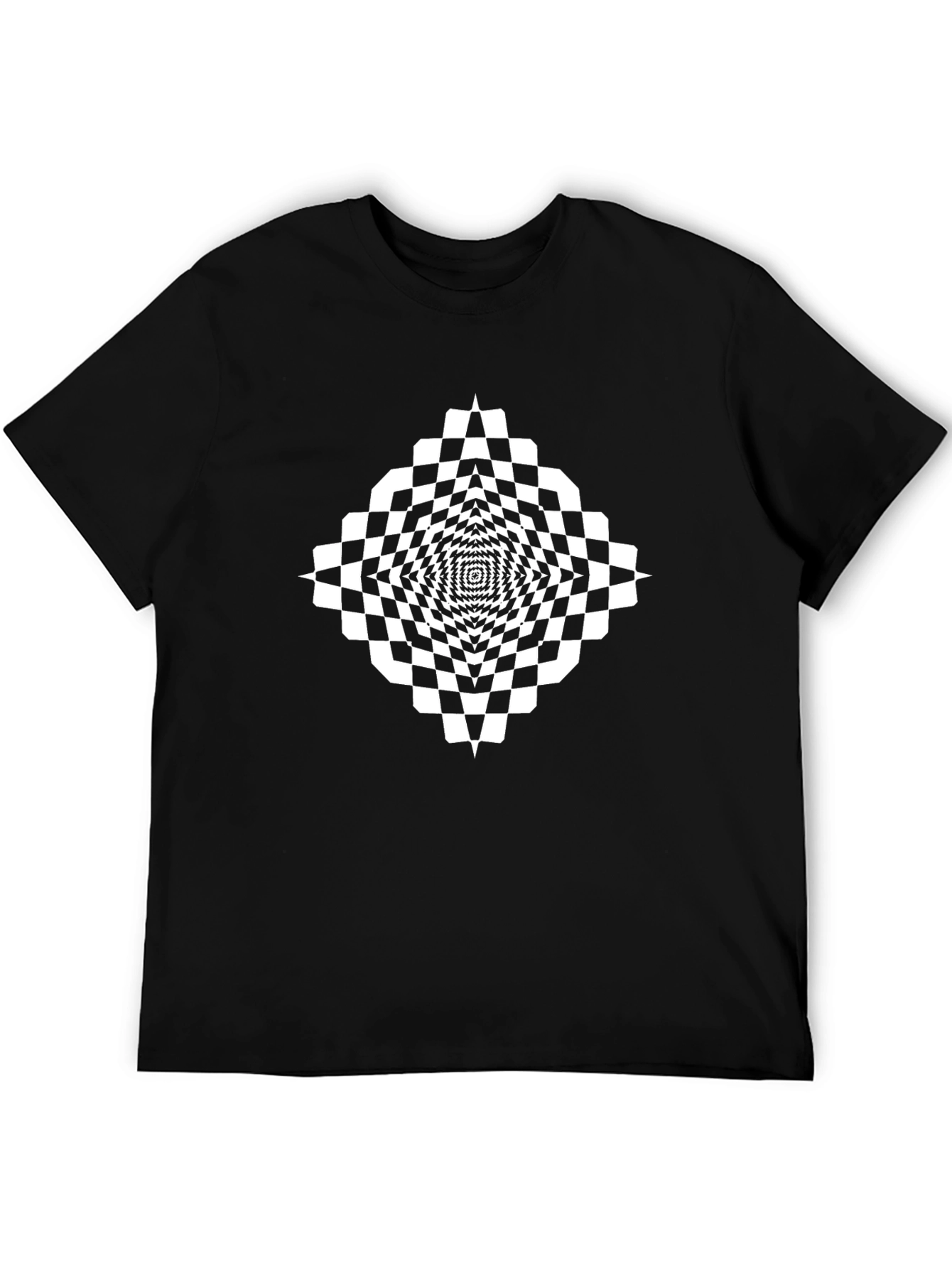 Optical Illusion Checkered Tee - Modern Art Shirt