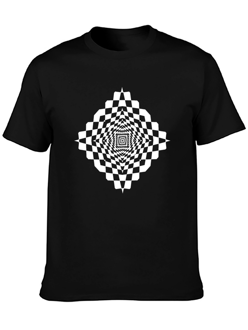Optical Illusion Checkered Tee - Modern Art Shirt