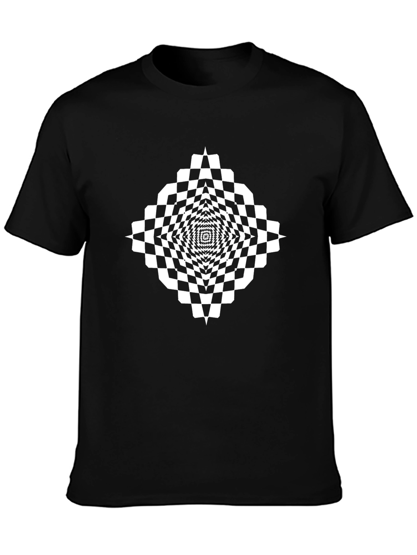 Optical Illusion Checkered Tee - Modern Art Shirt