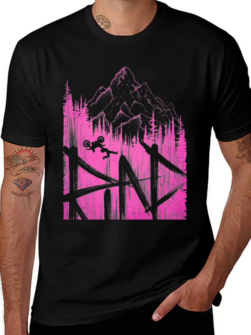 Mountain Bike Jump Graphic Tee - Black