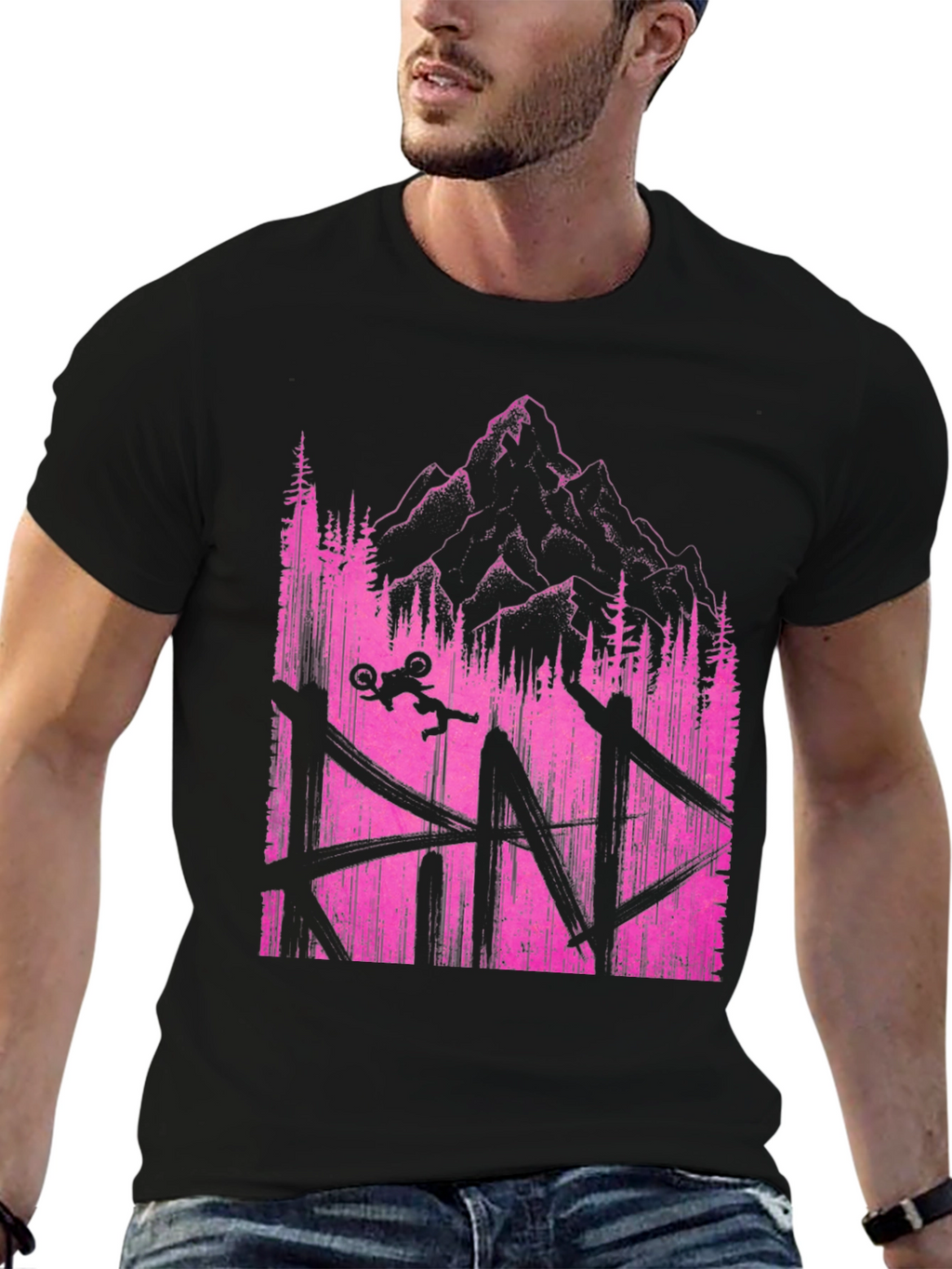 Mountain Bike Jump Graphic Tee - Black