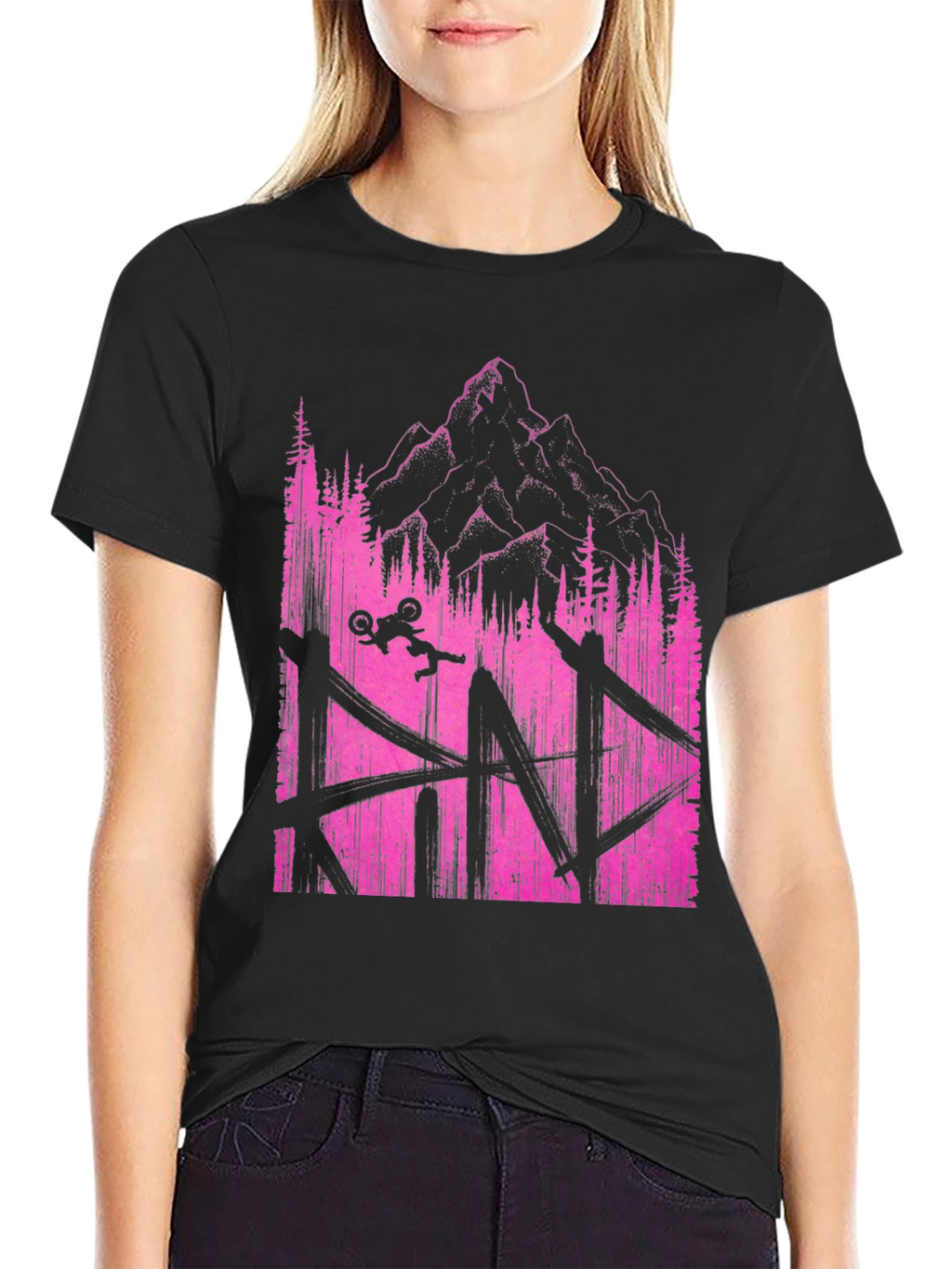 Mountain Bike Jump Graphic Tee - Black