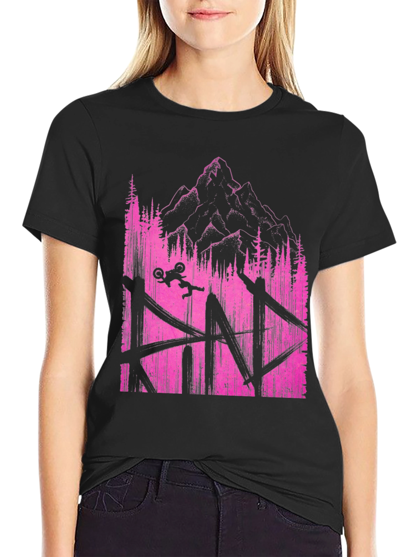 Mountain Bike Jump Graphic Tee - Black